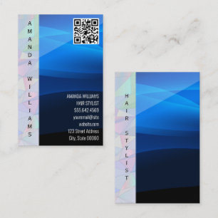 Geometric   Blue Wave   QR Code Business Card