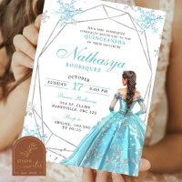 Geometric Blue Winter Snowflake Quinceanera