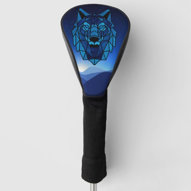 Geometric Blue Wolf  Golf Head Cover (Front)
