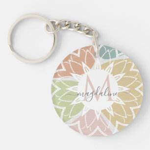 Geometric Blush Abstract Name Monogram Key Ring