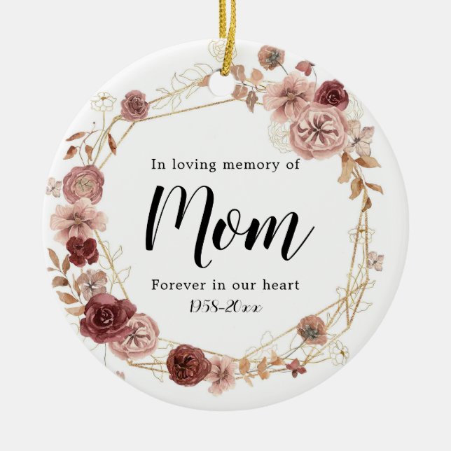 Geometric Boho Floral In Loving Memory Ornament (Front)