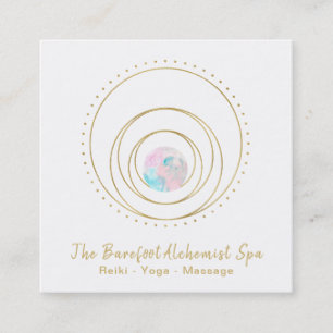 *~* Geometric Boho Mandala Gold Sacred Geometry Square Business Card