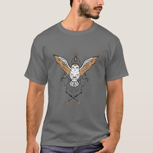 Geometric Boho Owl T-Shirt (Front)