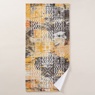 Geometric Boho Tribal Distressed Pattern Bath Towel