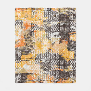 Geometric Boho Tribal Distressed Pattern Fleece Blanket