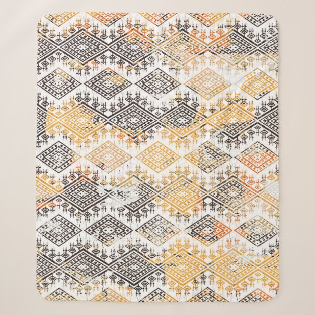 Geometric Boho Tribal: Distressed Pattern. Sherpa Blanket (Front)