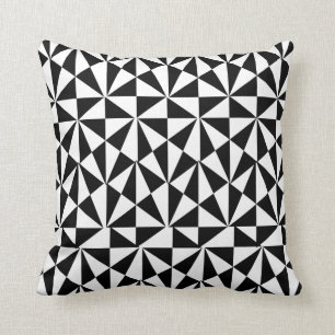 Geometric Bold Retro Funky Black White Cushion