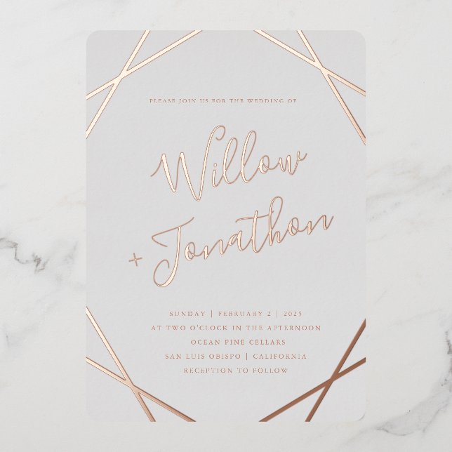 Geometric Border Foil Invitation (Front)