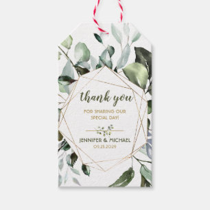 Geometric Botanical Garden Greenery Leaves Wedding Gift Tags