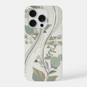 geometric Botanical Sage Green Beige Art Deco iPhone 15 Pro Case