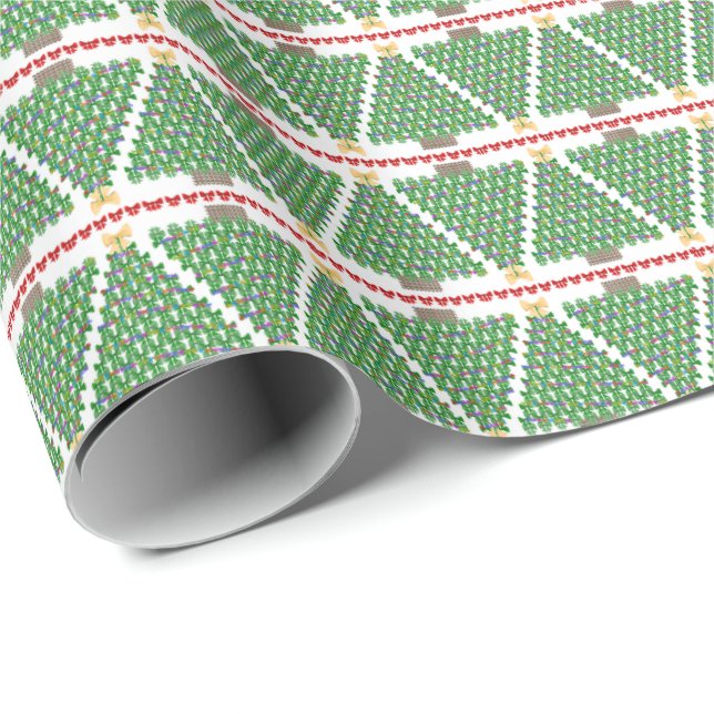 Geometric Bow Christmas Tree Wrapping Paper (Roll Corner)