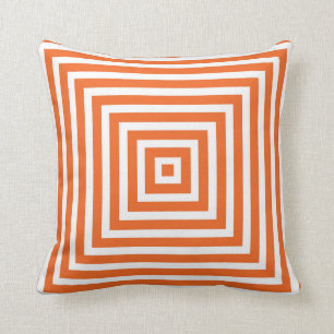 Geometric Box Pattern in Orange Cushion