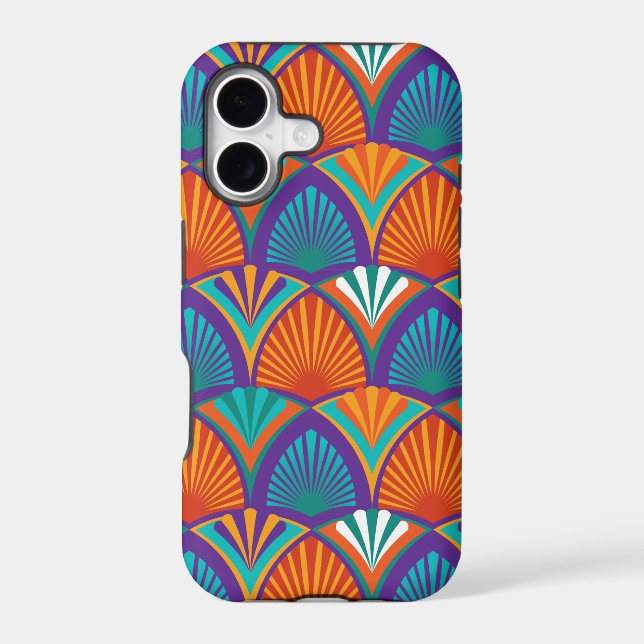 Geometric bright pattern with palm leaves, flowers (Back)