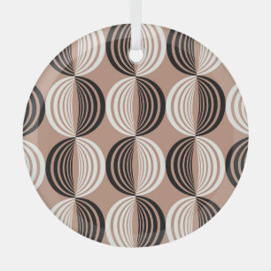 Geometric Brown Circles Seamless Design Glass Tree Decoration