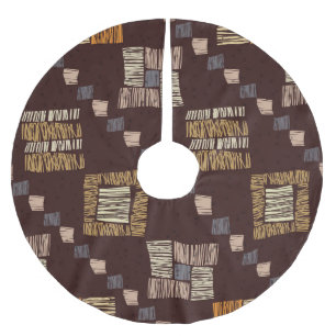 Geometric Brown Ethnic Tribal Background Brushed Polyester Tree Skirt