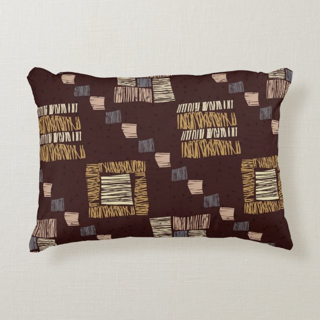 Geometric Brown Ethnic Tribal Background Decorative Cushion (Front)