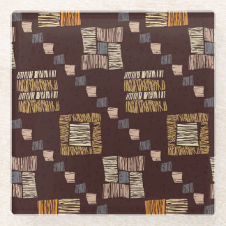 Geometric Brown Ethnic Tribal Background Glass Coaster