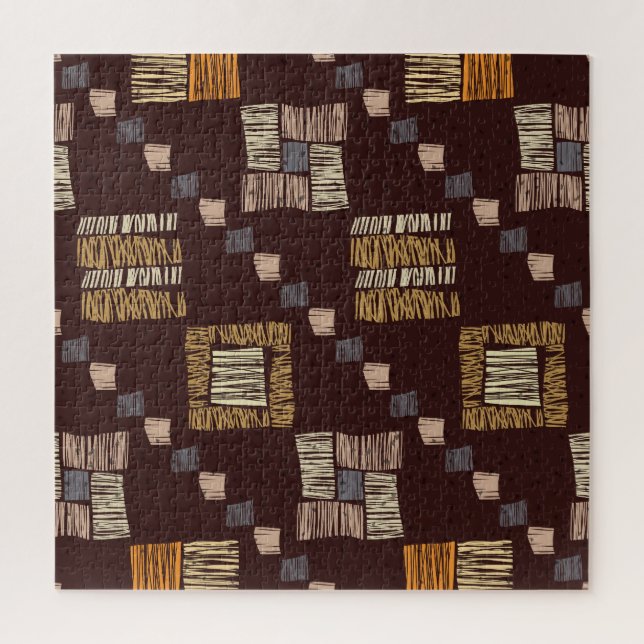 Geometric Brown Ethnic Tribal Background Jigsaw Puzzle (Vertical)