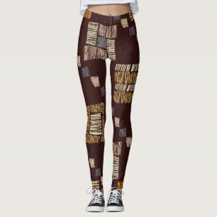Geometric Brown Ethnic Tribal Background Leggings