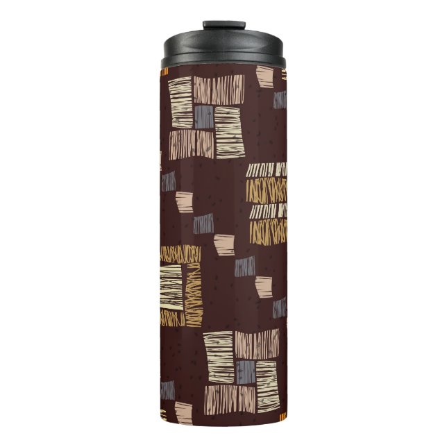 Geometric Brown Ethnic Tribal Background Thermal Tumbler (Front)