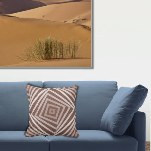 Geometric Brown Nested Box Spiral Pattern Cushion