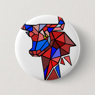 Geometric Bull Icon 6 Cm Round Badge