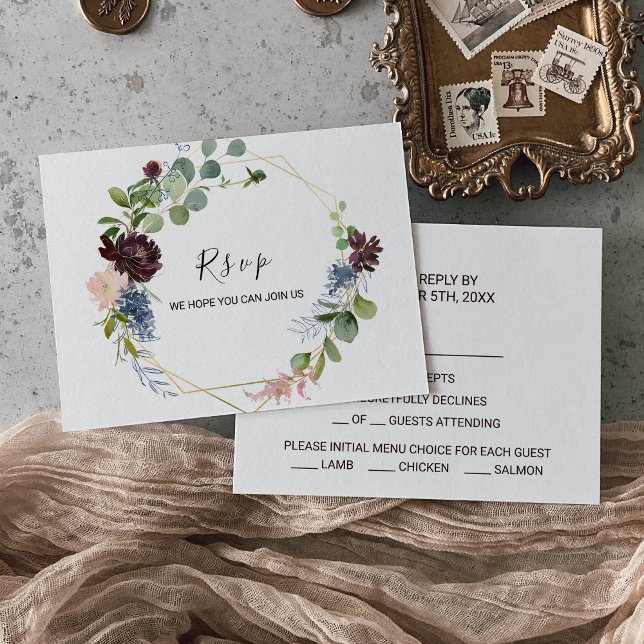 Geometric Burgundy Floral Greenery Menu Choice (Creator Uploaded)