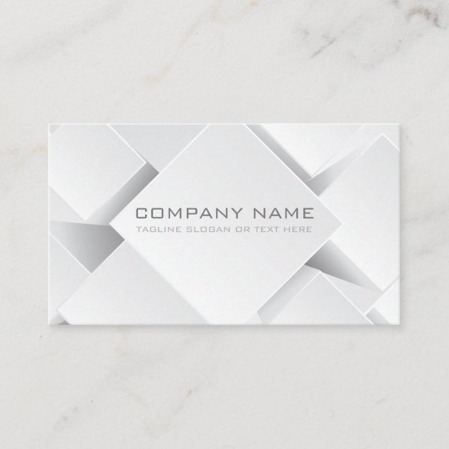 Geometric Business White and Pewter Blocks Business Card (Front)