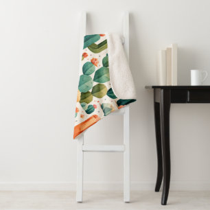 Geometric Cactus Desert Pattern Cute Stylish Flora Sherpa Blanket