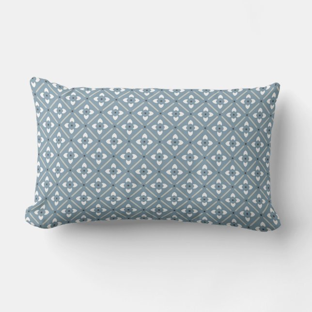 Geometric Calico Floral Pattern Lumbar Cushion (Front)
