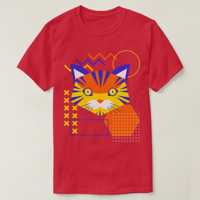Geometric Cat Face Abstract Shapes T-Shirt (Design Front)