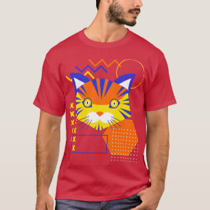 Geometric Cat Face Abstract Shapes T-Shirt