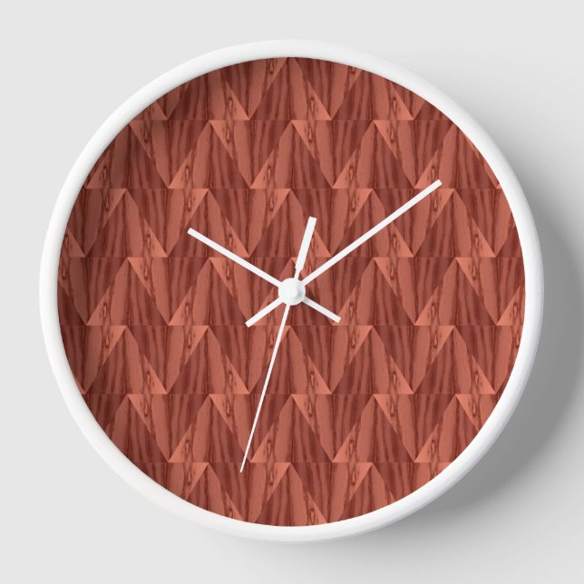 Geometric Cedar Wood Framed Clock (Front)