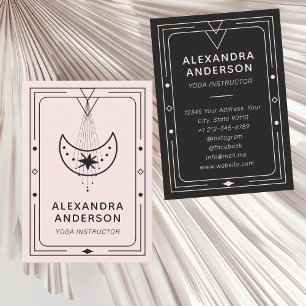 Geometric Celestial Crescent Moon Yoga Instructor  Business Card