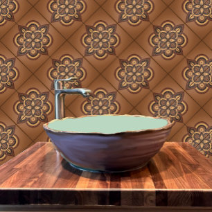 Geometric Ceramic tile with terracotta look
