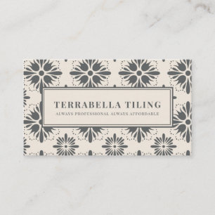 Geometric Charcoal Grey Cream Tiling Tiler Business Card