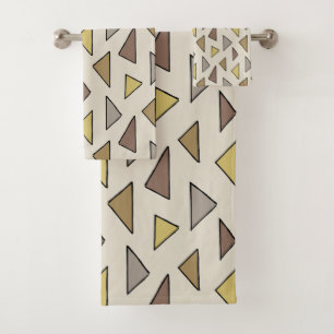 Geometric Charm Warm Earthy Bath Towel Set