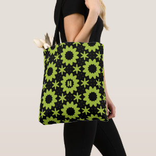 geometric chartreuse tote bag