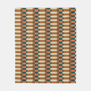 Geometric Check Pattern in Autumn Pumpkin Fleece Blanket