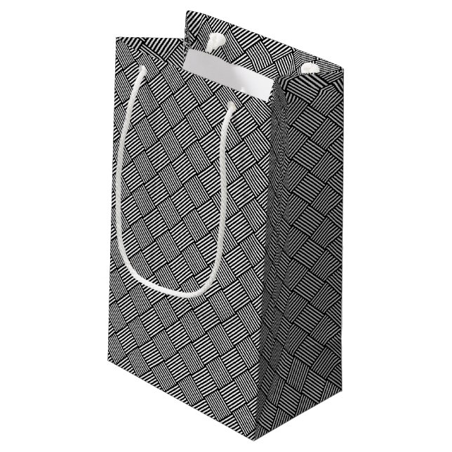 Geometric checked texture small gift bag (Back Angled)