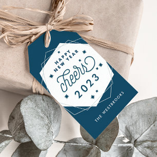 Geometric Cheer   Happy New Year Gift Tags