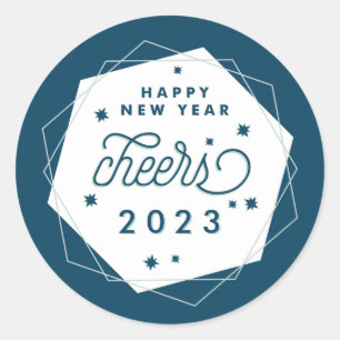Geometric Cheer New Year Classic Round Sticker