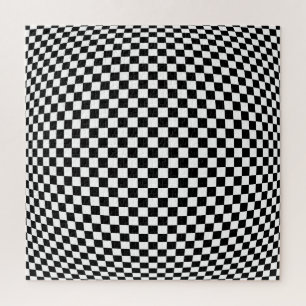 Geometric Chequered Illusion: Vintage Artistry. Jigsaw Puzzle