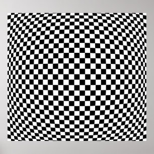Geometric Chequered Illusion: Vintage Artistry. Poster