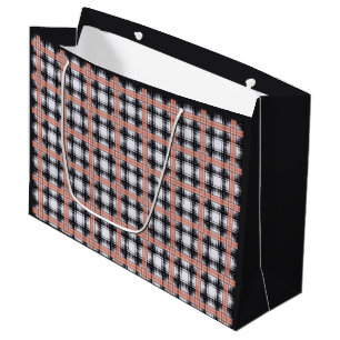 Geometric chequered pattern plaid brown large gift bag