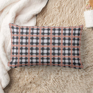 Geometric chequered pattern plaid brown lumbar cushion