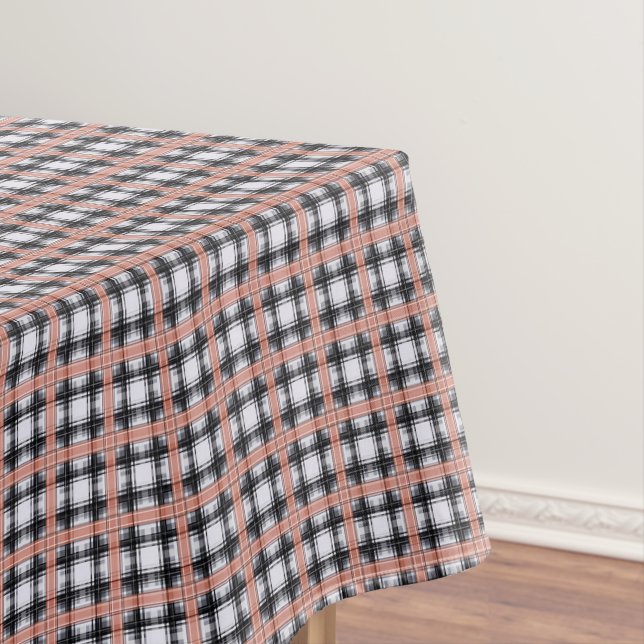 Geometric chequered pattern plaid brown tablecloth (In Situ)