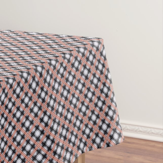 Geometric chequered pattern plaid brown tablecloth (In Situ)
