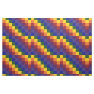 Geometric Chequered Rainbow Pattern Fabric