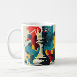 Geometric Chess King Coffee Mug – Bold & Colourful